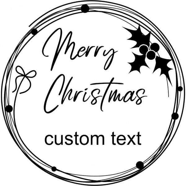 Custom Eco Gift Tag Stamp – Christmas Holly Wreath Design