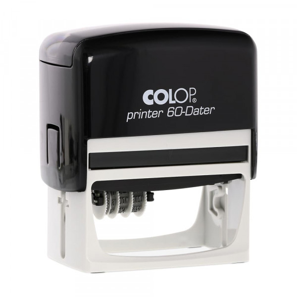 Colop Printer 60 Dater Stamp (Date Left) – 37 x 67 mm, Customisable with 3+3 Lines