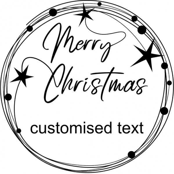 Custom Eco Gift Tag Stamp - Merry Christmas Wreath