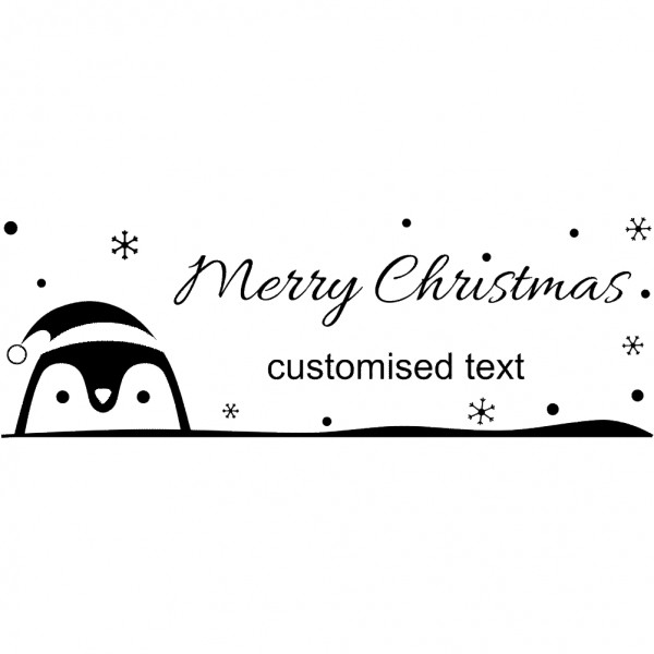 Custom Eco Gift Tag Stamp - Merry Christmas Penguin Design